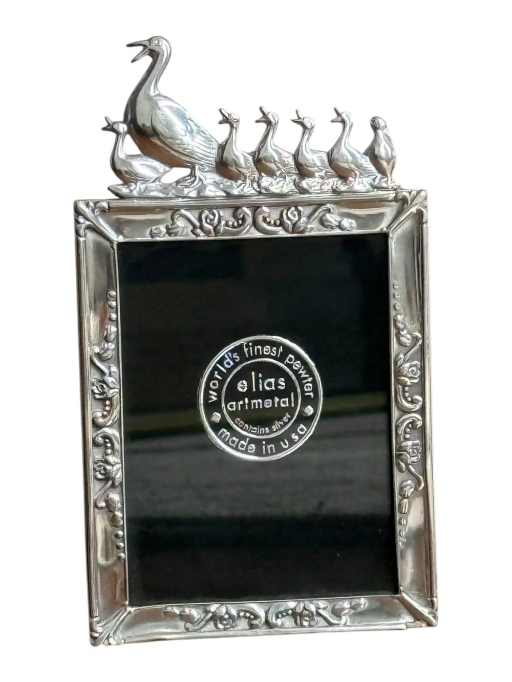 Elias Artmetal Finest Pewter Duck & Ducklings Small Photo Picture Frame.